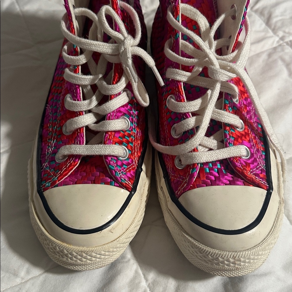 Converse Woven Pink and Red High-Tops - Picture 3 of 8